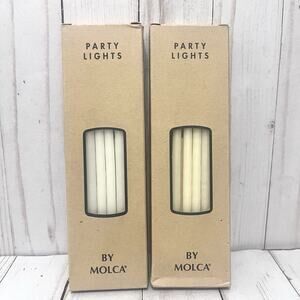 Molca Party Lights Candles 8" Burn time 1.5 Hrs 12 Ivory & 12 White Set of 2 NEW